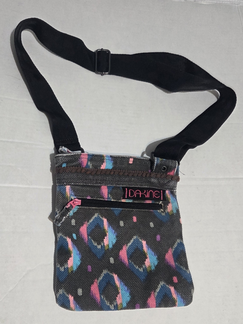 Dakine Canvas Crossbody Bag - Dark Multicolor Geo Print NWOT